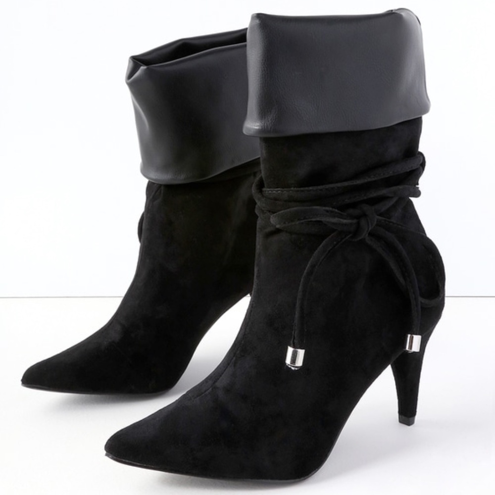 Lulus Morgana 8 Black Suede Mid-calf Boots - Size 8